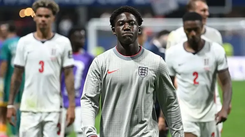 Close up of Kobbie Mainoo after England's defeat to Argentina